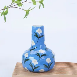 Vases American Hand-painted Ceramic Vase Ornaments Retro Home Decor Irregular Flower Pattern Decoration Accessories Nordic