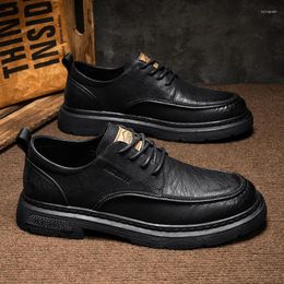 Casual Shoes Men Leather Lace Up Oxfords Black All-Match Mens Footwear Male Sneakers Comfy Flats