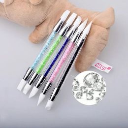 Nail Art Kits Silicone Brush 1Pcs Carving Painting Pencil UV Gel DIY Polish Dual-head Mirror Powder Sculpture Manicure Tool