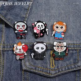 Brooches Cartoon Creepy Clown Brooch Enamel Pins Halloween Dagger Lapel Badges Decorative Backpack Clothes Festival Jewelry Accessories