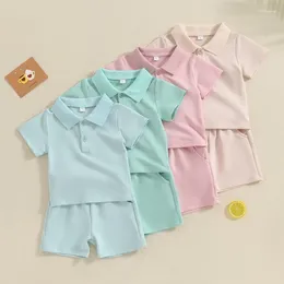 Clothing Sets Born Baby Girl Boy 2 Piece Shorts Set Summer Clothes Short Sleeve Turn-down Collar T-shirt With Solid Colour Outfit