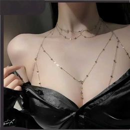 Waist Chain Belts Accessories Shiny Tassels Sexy Beach Girl Wedding Womens Bra Cross Shiny Hollow Outer Chain Jewelry Exquisite Chest Metal Q240523