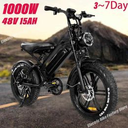 Bikes Electric bike Ebike 48V 500W 15AH V20.20 inch electric fat Tyre electric city mountain bike Q240523