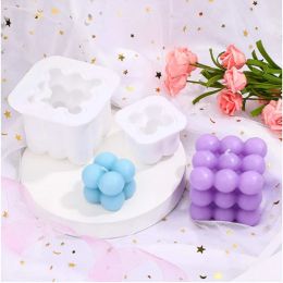 6 Cavities Candles Mould Aromatherapy Plaster Candle Silicone Mould 3D Rubik's Cube Baking Mousse Cake Mould Square Dessert Tray