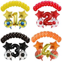 Party Decoration 15Pcs 18Inch Soccer Basketball Balloons 30 Inch Number For World Football Theme Helium Globos Boy Birthday Decor KidsToys