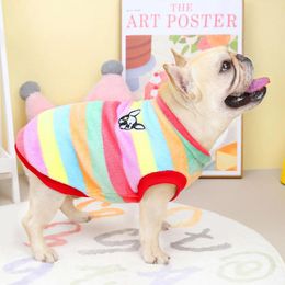 Dog Apparel Pit Bull Striped Clothes French Pug Pet Clothing English Medium Autumn And Winter Warm Cotton Coat