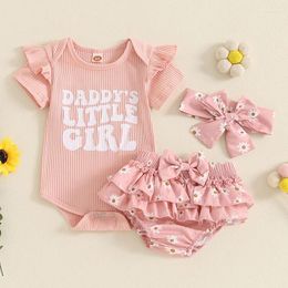 Clothing Sets Suefunskry Baby Girls Shorts Set Short Sleeve Letters Print Romper Floral With Hairband Summer Outfit