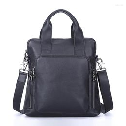 Briefcases Genuine Leather Men's Bag Business Vertical Briefcase Cowhide Male Tote Handbag Top Layer Shoulder Messenger
