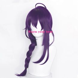 Game ES Ayase Mayoi Purple Long 65cm Cosplay Wig Heat Resistant Synthetic Hair Anime Halloween Wigs + a wig cap