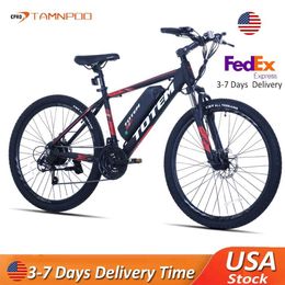 Bikes Adult electric bicycle 350W motor 36V 10.4Ah fast charging detachable battery up to 20MPH 21 speed 26 inch electric mountain bike Q240523