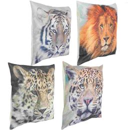 Pillow 4pcs Decorative Linen Animal Head Cover Home Throw Case Pillowcase Bed Protector