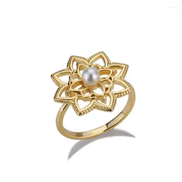 Cluster Rings Flower Lotus For Women Men Aesthetic Vintage Stainless Steel Ring Couple Wedding Jewellery Anillos