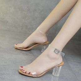 Heel Sandals Thick Summer High Women Transparent Belt PVC Closed Toe Ladies Sandal Heels Sandaleas Plus Sizesandals S Eas 2ae s eas