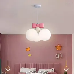 Chandeliers Pink Bow Princess Room Cute Little Girl Bedroom Decor Lamp Simple Modern Romantic Children's Nursery Chandelier