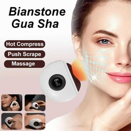 Face Massager EMS Pulse Edge Stone Facial Massage Guasha Board Vibration Facial Lift Scratching Equipment Hot Stone Slimming Beauty Q240523