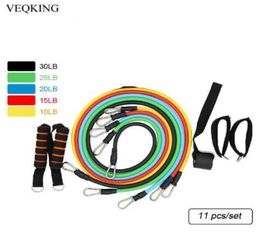 11 Pcs Set Latex Resistance Bands Crossfit Training Exercise Yoga Tubes Pul5610383