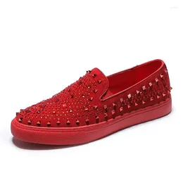 Casual Shoes British Style Men Suede Fashion Rivet Sneaker Rhinestone Loafer For Dress Party And Prom
