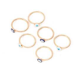 Band Rings 8Pcs/Set Gold Color Boho Evil Eye Ring For Women Punk Jewelry Sterling Party Fashion Girl Lover Bague Femme Classic Drop De Otvh6