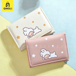 Purse New Style Sleeping Doll Pattern Wallet for Women Cute Cartoon Girl Purse Students Short Wallets Hasp Leather Credit Card Wallet Y240524