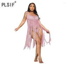 Casual Dresses European And American Sexy Dress Summer Strap Strapless Stitching Tassels Beach Party Women Vestidos