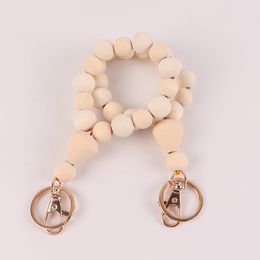 Children's toy wooden bead bracelet keychain pendant Nordic style natural wood color lotus round bead home decoration ornament