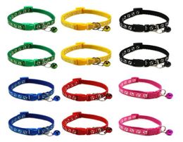 Footprint Cat Puppy Dog Collars with Bell Basic Reflective Pet ID Buckle Adjustable Polyester Seatbelts Soft Nylon Colorful3183724