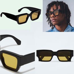 Sunglasses OW40014 Mens Fashion Classic Thick Plate BLACK White Square Frame Designer Sun Glasses Casual Vacation Anti-UV400 Protection 267F