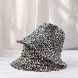Berets Fisherman's Hat Women Straw Hats Crochet Bucket UV Protection Sun Visor Beach Visors Ladies Summer Cap