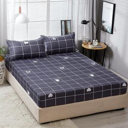 Bedding Sets Fitted Sheet Plant Printing Protector Pad Separated Water Bed Linens With Elastic Mattress Cover Waterproof