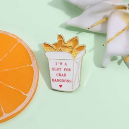 French fries shaped cute fried crab horn badge Personalised food series metal pin English letter brooch