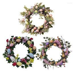 Decorative Flowers Easter Eggs Wreath Colorful Front Door Mini Spring Wreaths Artificial Decor Window Decoration Crafts