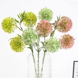 Decorative Flowers 1 Piece Simulation Colourful Small Dandelion Ball Wedding Decoration Home Fresh Wind Green Plant