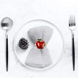 Napkin Rings Set of 6, Red Apple Napkin Ring for Wedding, Dinner Party, Banquet, Serviette for Christmas, Birthday
