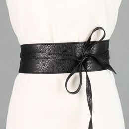 Belts Women Pu Leather Bow Belt Lace Up For Straps Wide Waistband Female Dress Sweater Waist Girdle Clothing Accessories 270i