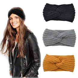 Women Headband Solid Color Elastic Bands Twisted Knitted Turban Headwrap Winter Girls Hairband Fashion Hair Accessories L2405