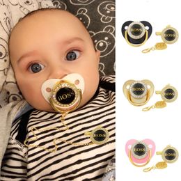 BPA Free Letter Print Baby with Chain Clip Newborn Bling Pacifier Silicone Dummy Soother Chupeta 0-18 M L2405
