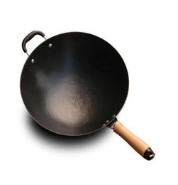 Cast Iron Wok Home Uncoated Manual Nonstick Pan Round Bottom Induction Cooker Gas Stove Wok Frying Pan Cooking Non Stick Pan CJ199019912