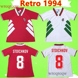 1994 a Retro national team soccer jerseys home away red white 94 Vintage football shirt STOICHKOV IVANOV ANDONOV