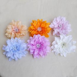 Decorative Flowers 50pcs/lot Dahlia Flower Heads Artificial For Home Decor Fall Wedding Party Wreath Silk Crafts Fake