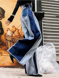 Женские джинсы Женские Женские высокие талию джинсовая патч ретро -одежда Джинсовая одежда Джинсовые штаны Случайный цвет блокировки