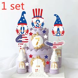 Festive Supplies 1 Set American Independence Day Party Cake Topper Colorful Acrylic USA Indie Happy Birthday Home Dessert Decoration