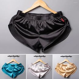 Underpants Men Shorts Briefs Men's Loose Breathable Homewear Smooth Elastic Waist Mid-rise Panties For Youth Solid Colour Silky