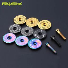 Risk 1 set Lightweight Titanium Alloy Bicycle Headset Cap + M6*30mm Bike Headset Stem Bolt 3 Colours Headset Screw Bicycle Parts