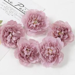 Decorative Flowers 5Pcs Practical Fake Peony Head Non-fading Portable Flower DIY Garland Artificial