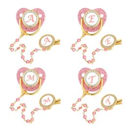 Princess Pacifier Clip Chain 26 Letters Newborn Dummy Soother Baby Shower Gift Silicone BPA Free Infant Teether Nipple L2405
