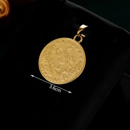 Turkish Coin Pendant Gold Color Arabic Totem Necklace Pendants Copper Bridal Gifts Muslim Ethnic Wedding Jewelry Bijoux Women