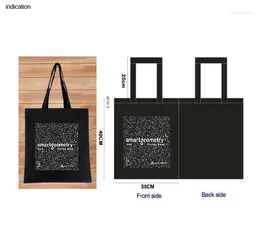 Shopping Bags 300pcs/lot Black 35cm 40cm Custom Canvas Cotton Tote Bag Company Advertising Women Fashion Green Eco