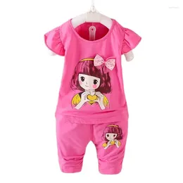 Clothing Sets 2024 Kids Baby Girl Set Bowknot Summer Floral T-shirts Tops And Pants Leggings 2pcs Cute Children Outfits Girls Set1-5Y