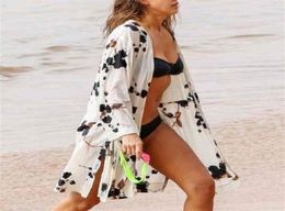 New Arrivals Beach Cover up Print Swimwear Ladies Walk on The Cape Robe de Plage Tunic Women wear Saida Praia Q22 2103237870066