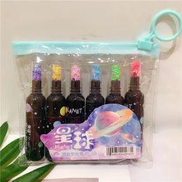 6Pc/Set Cute Planet Wine Bottle Mini Highlighter Marker Pen Drawing Fluorecent Marker Writing Tool Kid Gift School Office Supply